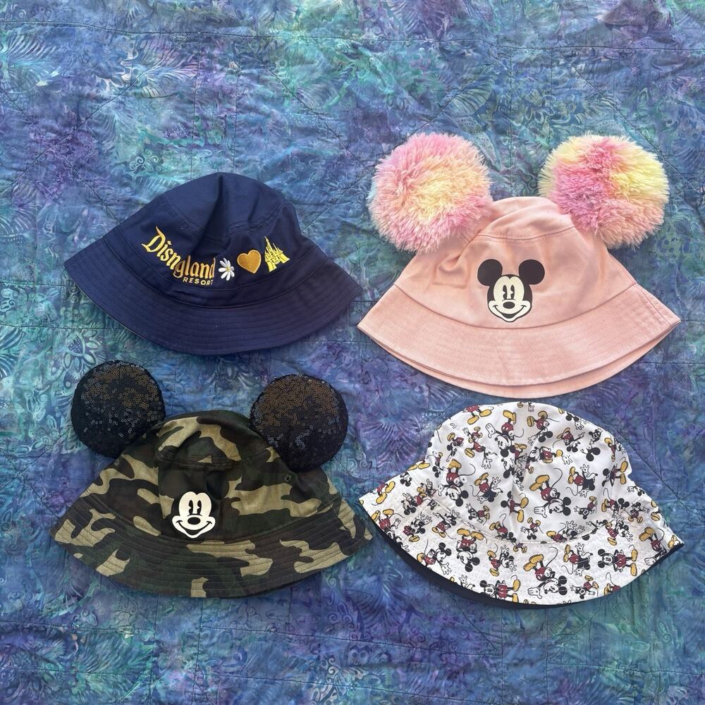 Lot Of 4 Disneyland Bucket Hats Mickey Mouse Ears Disney world